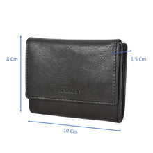 Load image into Gallery viewer, Sassora Genuine Leather Small Black RFID Protected Wallet for Women