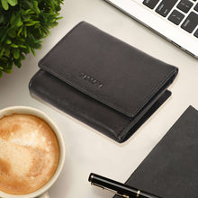 Load image into Gallery viewer, Sassora Genuine Leather Small Black RFID Protected Wallet for Women