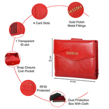 Load image into Gallery viewer, Sassora Premium Leather Medium Red RFID Protected Women Wallet