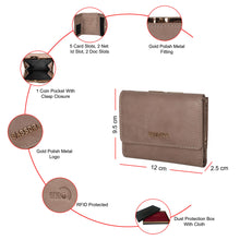 Load image into Gallery viewer, Sassora Genuine Leather Medium Size Beige RFID Protected Women Wallet ( 5 Card Slots)