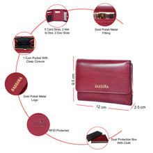 Load image into Gallery viewer, SASSORA Genuine Leather RFID Protected Tri-fold Wallet for Women’s
