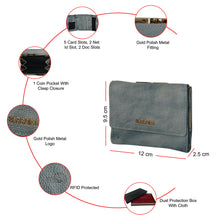 Load image into Gallery viewer, Sassora Genuine Leather Medium Green RFID Clasp Lock Ladies Wallet