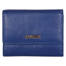 Load image into Gallery viewer, Sassora Genuine Leather Small Blue RFID Protected Women Wallet