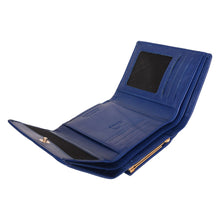 Load image into Gallery viewer, Sassora Genuine Leather Small Blue RFID Protected Women Wallet