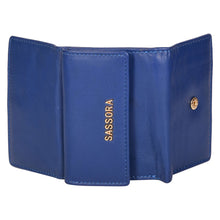 Load image into Gallery viewer, Sassora Genuine Leather Medium Blue RFID Women Wallet