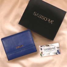 Load image into Gallery viewer, Sassora Genuine Leather Medium Blue RFID Women Wallet