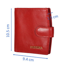 Load image into Gallery viewer, Sassora Genuine Leather Small Size Red RFID Protected girls wallet