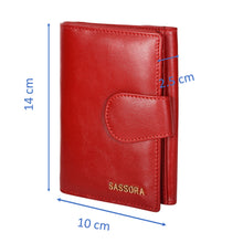 Load image into Gallery viewer, Sassora Genuine Leather Red Medium RFID Protected Women's Wallet
