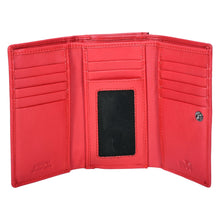 Load image into Gallery viewer, SASSORA Genuine Leather RFID Protected Women’s Tri-fold Travel Wallet with Kiss-Lock