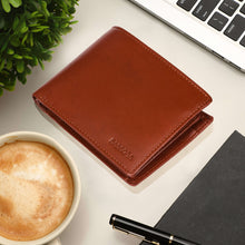 Load image into Gallery viewer, Sassora Genuine Leather Medium Brown RFID Bi-Fold Men's Wallet