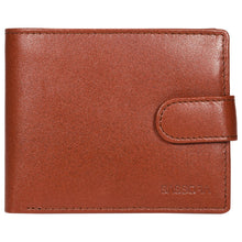 Load image into Gallery viewer, Sassora Genuine Leather Medium Brown RFID Button Closure Men's Wallet