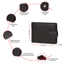 Load image into Gallery viewer, Sassora Genuine Leather Medium Black RFID Protected Gents Wallet