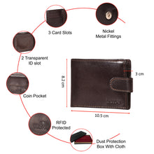 Load image into Gallery viewer, Sassora Genuine Leather Medium Brown RFID Protected Men Wallet (3 Card Slots)