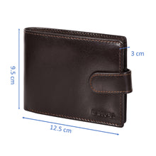 Load image into Gallery viewer, Sassora Genuine Leather Dark Brown RFID Flap Closure Two Fold Wallet