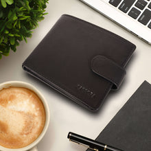 Load image into Gallery viewer, Sassora Genuine Leather Medium Black RFID Protected Men's Wallet