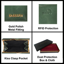 Load image into Gallery viewer, Sassora Premium Leather Snap Closure RFID Ladies Purse Wallet