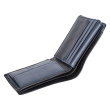 Load image into Gallery viewer, Sassora Genuine Leather RFID Blocking Bi-Fold Wallet for Men – Coin Pocket, 6 Card Slots, Black/Navy