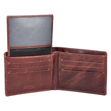 Load image into Gallery viewer, Sassora Premium Genuine Leather RFID Blocking Bifold Wallet for Men | Brown Leather Wallet with 9 Card Slots & ID Window