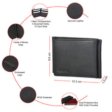Load image into Gallery viewer, SASSORA Genuine Leather RFID Protected Bi-Fold Wallet with Dual Money Clips