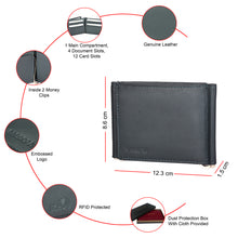 Load image into Gallery viewer, SASSORA Genuine Leather RFID Protected Bi-Fold Wallet with Dual Money Clips