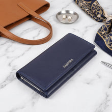 Load image into Gallery viewer, Sassora Genuine Leather RFID Long Wallet with Kiss Lock for Women’s