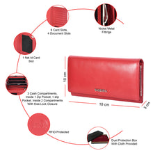 Load image into Gallery viewer, Sassora Women’s Genuine Leather RFID Long Wallet with Kiss Lock