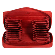Load image into Gallery viewer, Sassora Genuine Leather Zip Wallet – RFID Protected, 22 Card Slots, Wrist Strap