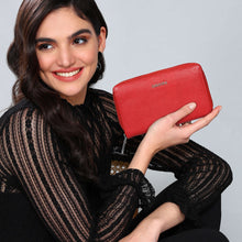 Load image into Gallery viewer, Sassora Genuine Leather Zip Wallet – RFID Protected, 22 Card Slots, Wrist Strap