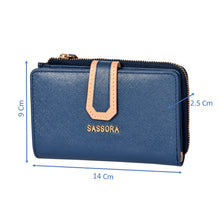 Load image into Gallery viewer, Sassora Premium Leather Ladies Medium Snap Closure RFID Wallet