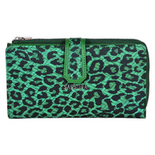 Load image into Gallery viewer, Sassora Women's RFID Leather Wallet – 19 Card Slots, Large Snap Closure Purse with Printed Pattern & Zip Pocket