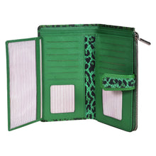 Load image into Gallery viewer, Sassora Women's RFID Leather Wallet – 19 Card Slots, Large Snap Closure Purse with Printed Pattern & Zip Pocket