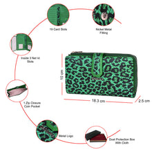 Load image into Gallery viewer, Sassora Women's RFID Leather Wallet – 19 Card Slots, Large Snap Closure Purse with Printed Pattern & Zip Pocket