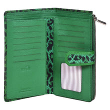 Load image into Gallery viewer, Sassora Women's RFID Leather Wallet – 19 Card Slots, Large Snap Closure Purse with Printed Pattern & Zip Pocket