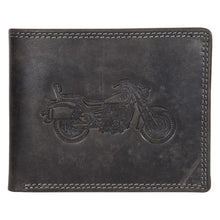 Load image into Gallery viewer, Sassora Premium Leather Bike Pattern Large RFID Wallet For Men
