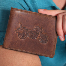 Load image into Gallery viewer, Sassora Premium Leather Bike Pattern Large RFID Wallet For Men