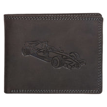 Load image into Gallery viewer, Sassora Genuine Leather RFID Bi-Fold Wallet – Embossed Car Pattern