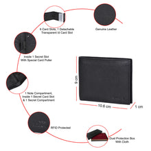 Load image into Gallery viewer, Sassora Premium Leather Medium RFID Bifold Wallet For Men