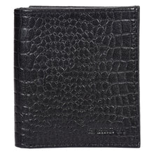 Load image into Gallery viewer, Sassora Genuine Leather RFID Blocking Wallet for Unisex | Bifold with Printed Pattern | 8 Card Slots & Secure Coin Pocket (Black)