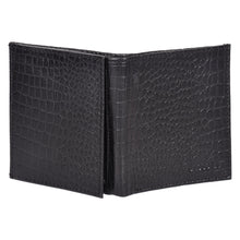 Load image into Gallery viewer, Sassora Genuine Leather RFID Blocking Wallet for Unisex | Bifold with Printed Pattern | 8 Card Slots & Secure Coin Pocket (Black)