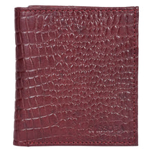 Load image into Gallery viewer, Sassora Genuine Leather RFID Blocking Bifold Wallet for Men (Cherry Croco Texture)