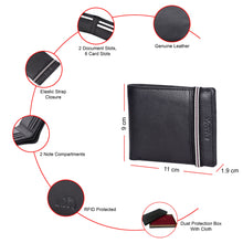 Load image into Gallery viewer, Sassora Genuine Leather RFID Blocking Wallet for Men | Slim Bifold with Secure Elastic Band Closure | Minimalist Card Holder Wallet