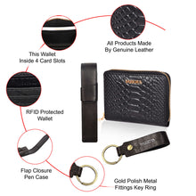 Load image into Gallery viewer, Sassora Premium Leather Women's Wallet, Keychain & Pencase Combo For Every Occasion (Pack Of 3)