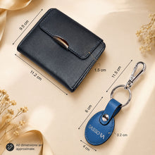 Load image into Gallery viewer, Sassora Genuine Leather Metallic Blue Women's Wallet, Metal Pen & Keyring Gift Combo Set (Pack of 3)