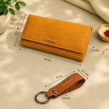 Load image into Gallery viewer, Sassora Genuine Leather Yellow Women's Wallet, Keyring & Rakhi Gift Combo Set