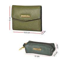 Load image into Gallery viewer, Sassora Raksha Bandhan Gift Combo – Green Wallet & Key Pouch Set for Sister