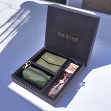 Load image into Gallery viewer, Sassora Raksha Bandhan Gift Combo – Green Wallet & Key Pouch Set for Sister