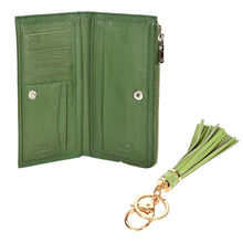 Load image into Gallery viewer, Sassora Raksha Bandhan Gift Combo – Green RFID Wallet & Tassel Keyring for Sister