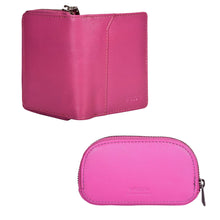 Load image into Gallery viewer, Sassora Raksha Bandhan Gift Combo – Pink RFID Wallet & Key Pouch for Sister