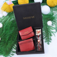 Load image into Gallery viewer, Sassora Genuine Leather Wallet & Card Holder Set with Rakhi & Roli Chawal - Raksha Bandhan Gift Combo for Sister