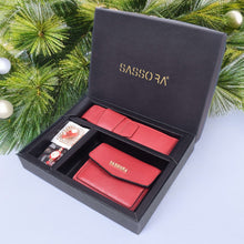 Load image into Gallery viewer, Sassora Raksha Bandhan Gift Combo – Red Card Wallet & Pen Case for Sister